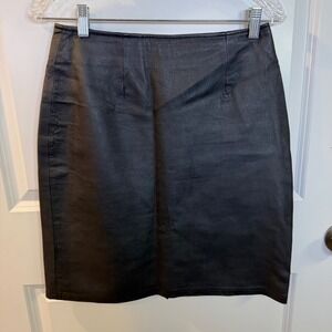 David Benjamin Womens Leather Pencil Skirt Black Back Zip Slit 29-9357-4 Size 10